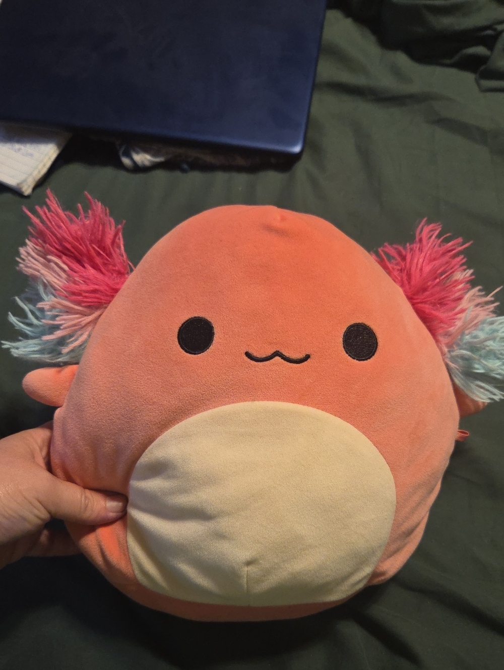 Squishmallows Peach Axolotl Plush with Pink and Light Blue Accents